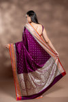 Magenta Banarasi Silk Saree With Unstitched Blouse
