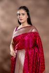 Rani Banarasi Silk Saree With Unstitched Blouse