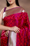 Rani Banarasi Silk Saree With Unstitched Blouse