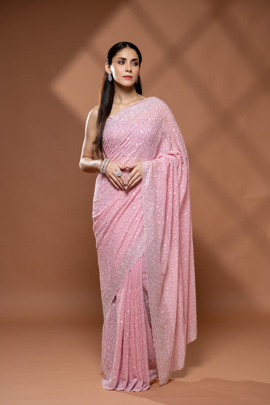Gajari Georgette Saree With Unstitched Blouse