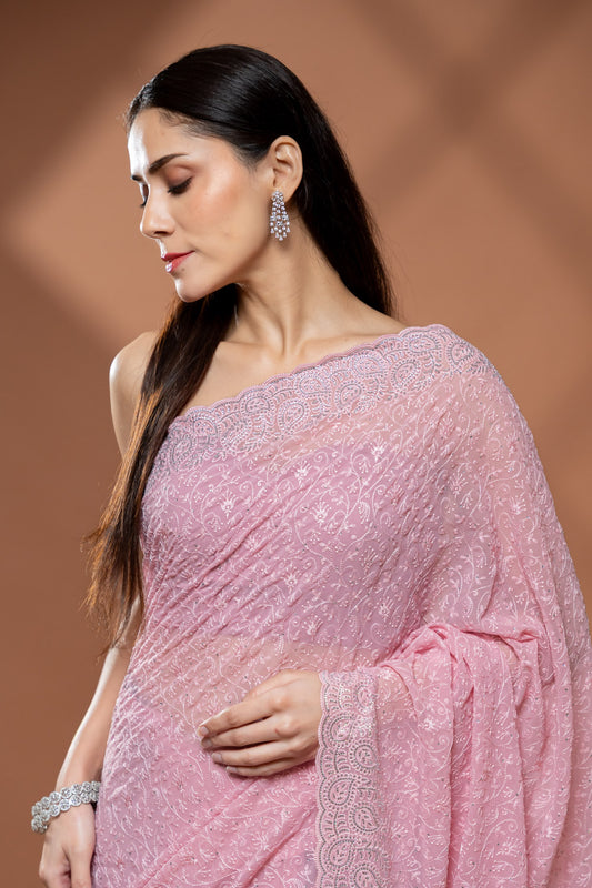 Gajari Georgette Saree With Unstitched Blouse
