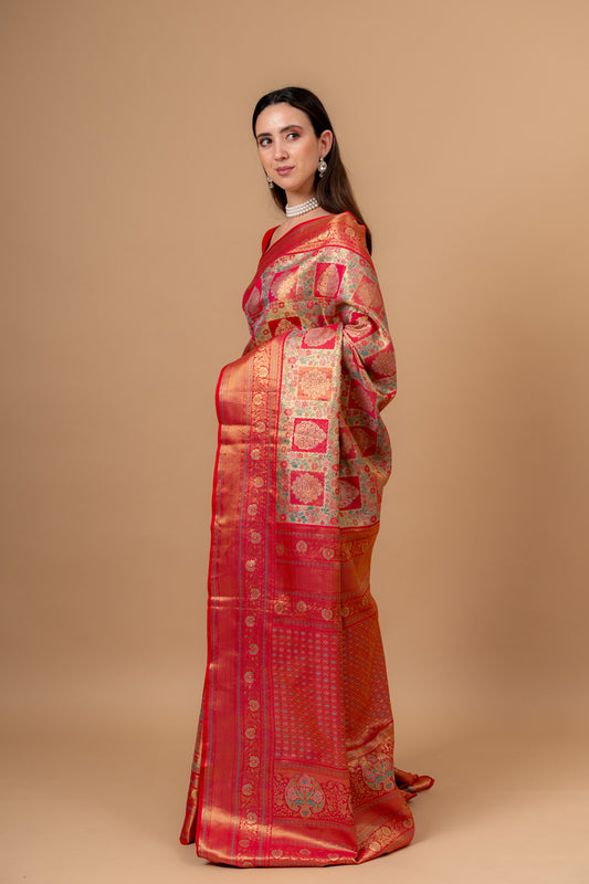 Effortless Glamour Rama Banarasi Silk With Unstitched Blouse
