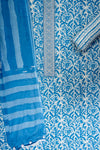 Sky Blue Cotton Unstitched Salwar Suit With Cotton Dupatta