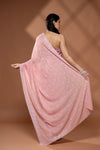 Peach Georgette Saree With Unstitched Blouse