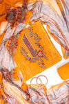 Mustard Crepe Unstitched Salwar Suit With Crepe Dupatta