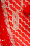 Red Georgette Unstitched Salwar Suit With Georgette Dupatta