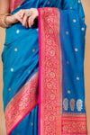Statement Look Peacock Banarsi Woven Silk Saree With Unstitched Blouse