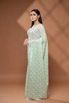 Pista Georgette Saree With Unstitched Blouse
