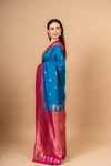Statement Look Peacock Banarsi Woven Silk Saree With Unstitched Blouse