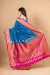 Statement Look Peacock Banarsi Woven Silk Saree With Unstitched Blouse