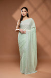 Pista Georgette Saree With Unstitched Blouse
