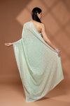 Pista Georgette Saree With Unstitched Blouse