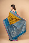 Wrapped in Elegance Pista South Indian Silk Saree And Woven Zari Border With Unstitched Blouse