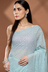 Sky Blue Georgette Saree With Unstitched Blouse
