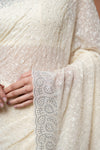 Off White Georgette Saree With Unstitched Blouse