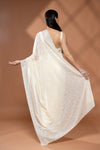 Off White Georgette Saree With Unstitched Blouse