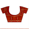 Off White Maroon Cotton Embroidered Saree With Unstitched Blouse