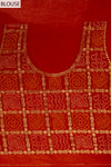 Off White Maroon Cotton Embroidered Saree With Unstitched Blouse