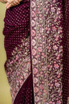 Regal And Radiant Garnet Organza Floral Saree With Unstitched Blouse