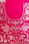 Off White Rani Cotton Embroidered Saree With Unstitched Blouse