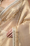 Tussar Shimmer Embroidered Saree With Unstitched Blouse