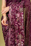 Regal And Radiant Garnet Georgette Floral Saree With Unstitched Blouse
