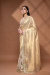 Tussar Shimmer Embroidered Saree With Unstitched Blouse