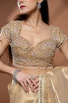 Tussar Shimmer Embroidered Saree With Unstitched Blouse