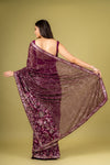 Regal And Radiant Garnet Georgette Floral Saree With Unstitched Blouse