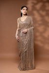 Tussar Net Embroidered Saree With Readymade Blouse