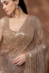 Tussar Net Embroidered Saree With Readymade Blouse