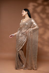 Tussar Net Embroidered Saree With Readymade Blouse