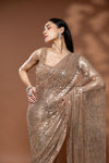 Tussar Net Embroidered Saree With Readymade Blouse