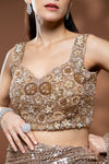 Tussar Net Embroidered Saree With Readymade Blouse
