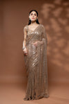 Tussar Net Embroidered Saree With Readymade Blouse