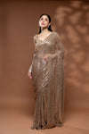 Tussar Net Embroidered Saree With Readymade Blouse