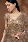 Tussar Net Embroidered Saree With Readymade Blouse