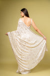 Effortlessly Beautiful Off White Georgette Floral Saree With Unstitched Blouse