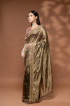 Mouse Tissue Embroidered Saree With Readymade Blouse