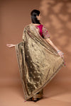 Mouse Tissue Embroidered Saree With Readymade Blouse