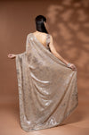 Tussar Net Embroidered Saree With Readymade Blouse