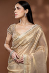 Tussar Net Embroidered Saree With Readymade Blouse