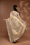 Tussar Net Embroidered Saree With Readymade Blouse