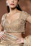 Tussar Net Embroidered Saree With Readymade Blouse