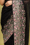 Bold Statement Black Organza Saree With Unstitched Blouse
