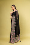 Bold Statement Black Organza Saree With Unstitched Blouse