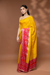 Mango Gold Rani Cotton Embroidered Saree With Unstitched Blouse