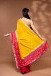 Mango Gold Rani Cotton Embroidered Saree With Unstitched Blouse