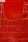 Mango Gold Rani Cotton Embroidered Saree With Unstitched Blouse