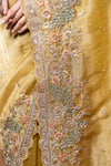 Mustard Crush Tissue Embroidered Saree With Unstitched Blouse